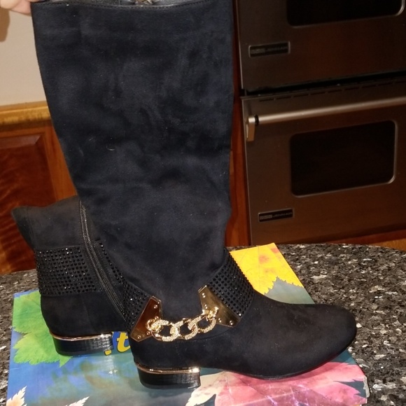 Italina Black Chain Detail Tall Boot - Picture 4 of 4